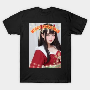 Merry Christmas Anime Girl Cosplay Xmas Cute Christmas Girl T-Shirt
